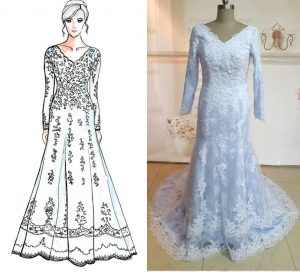 Sketch of custom-made wedding dress