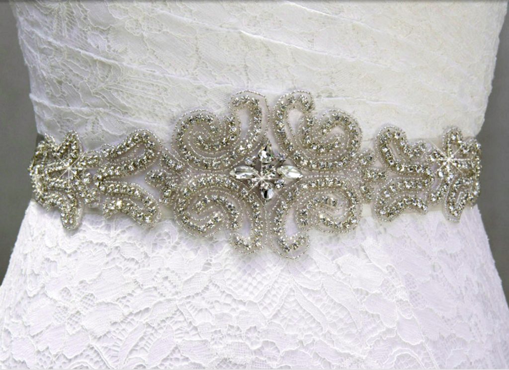 Rhinestone Wedding gown Sash belt