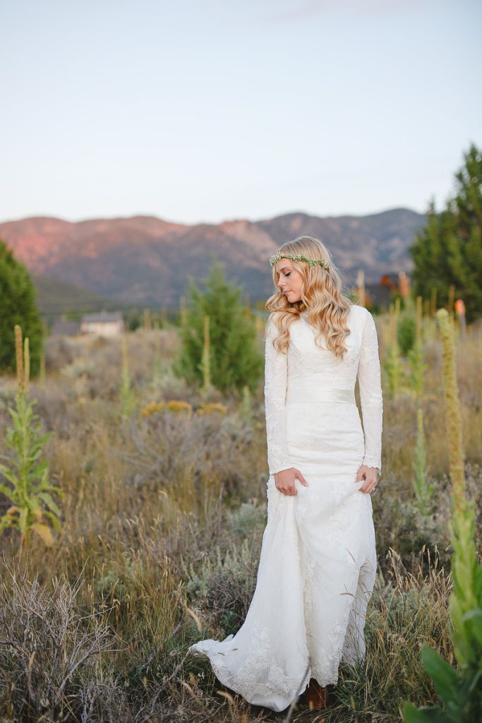 Bride Chelsea in Affordable custom-made wedding dress