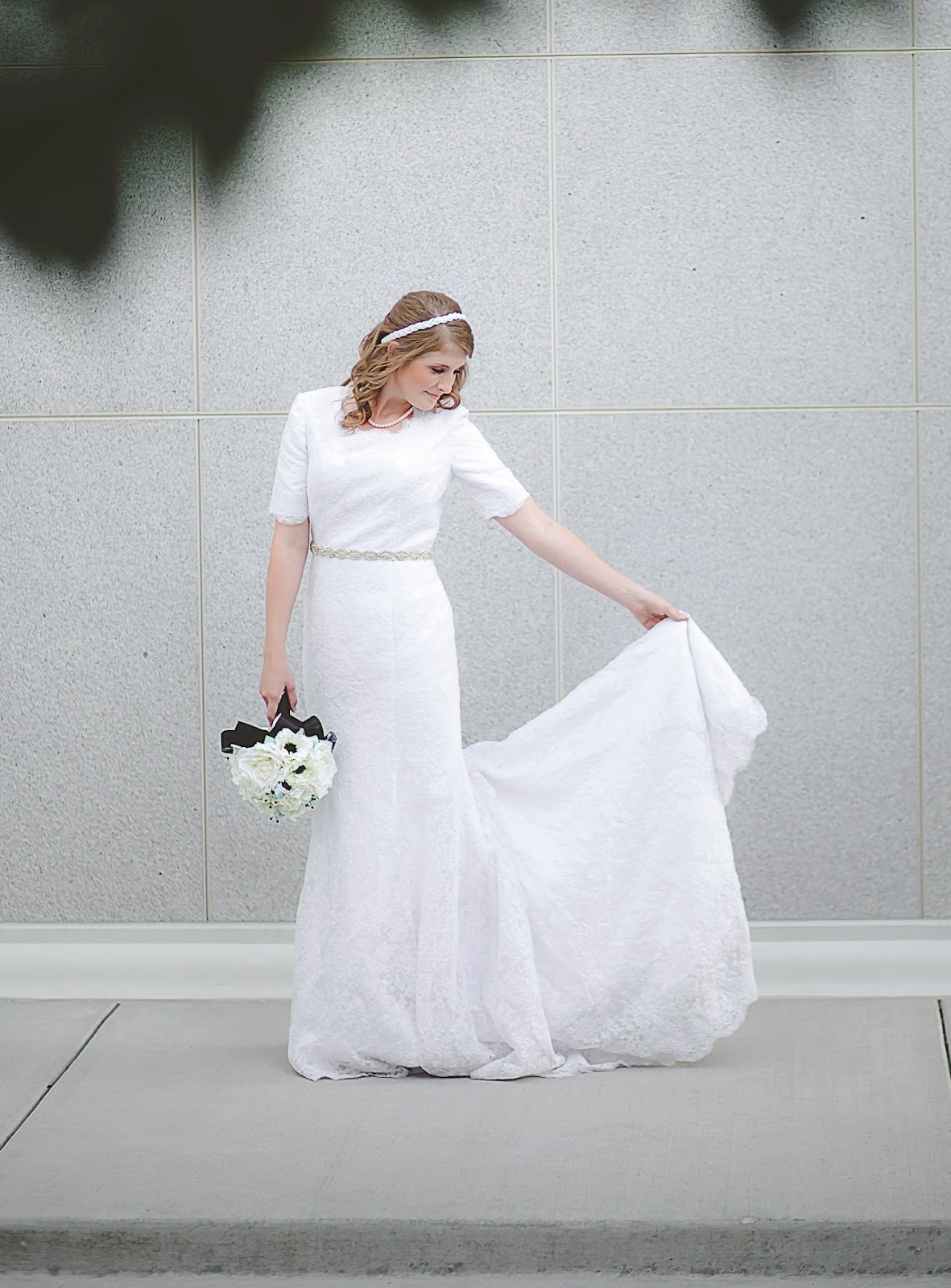 Bride Lauren in custom-made wedding gown